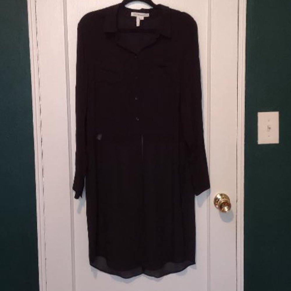 BCBGeneration Long Partially Sheer Blouse Size M